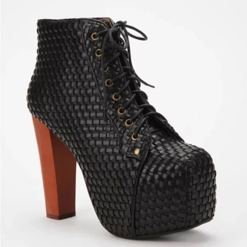 Jeffrey Campbell black basketweave Litas - 8